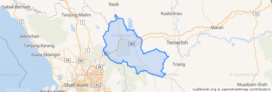 Mapa de ubicacion de Bentong.