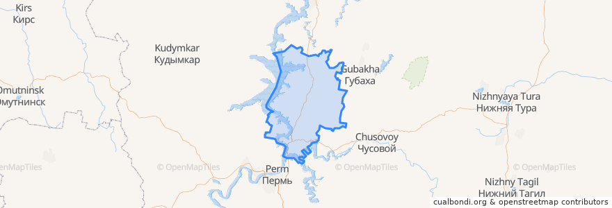 Mapa de ubicacion de Добрянский городской округ.