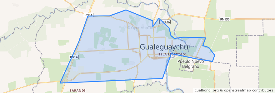 Mapa de ubicacion de Gualeguaychú.