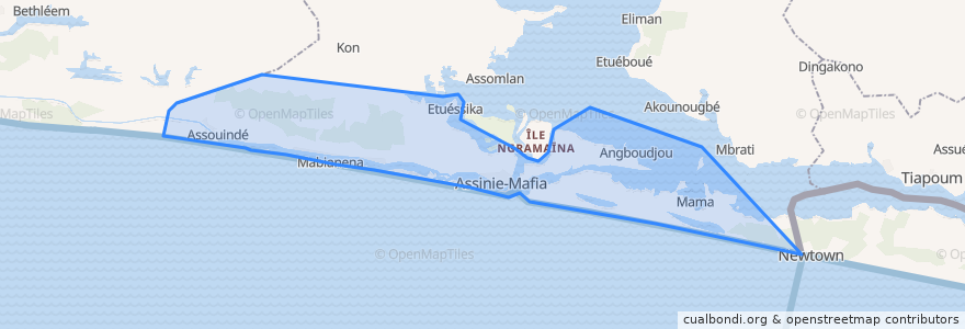 Mapa de ubicacion de Assinie-Mafia.