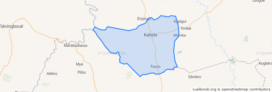 Mapa de ubicacion de Katiola.