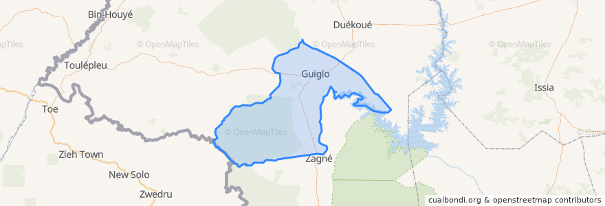 Mapa de ubicacion de Guiglo.