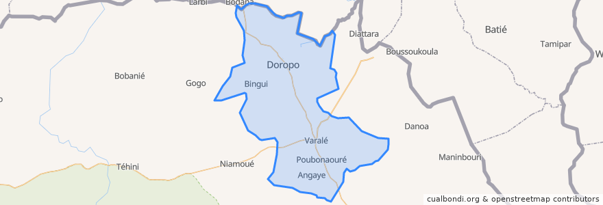 Mapa de ubicacion de Doropo.