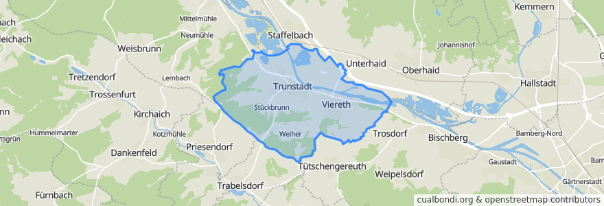 Mapa de ubicacion de Viereth-Trunstadt.