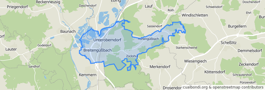 Mapa de ubicacion de Breitengüßbach.