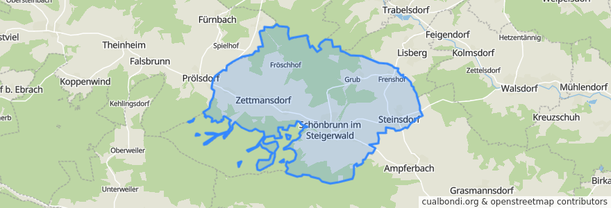 Mapa de ubicacion de Schönbrunn i.Steigerwald.