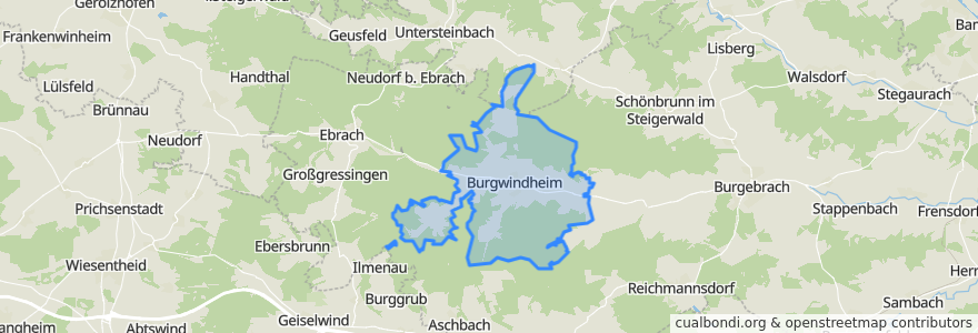 Mapa de ubicacion de Burgwindheim.