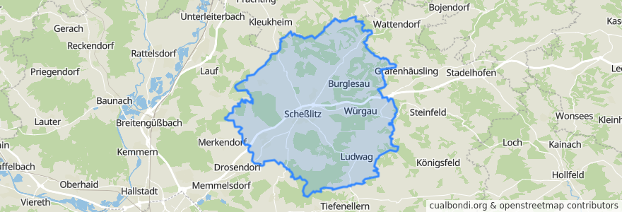 Mapa de ubicacion de Scheßlitz.