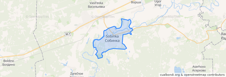 Mapa de ubicacion de городское поселение Собинка.