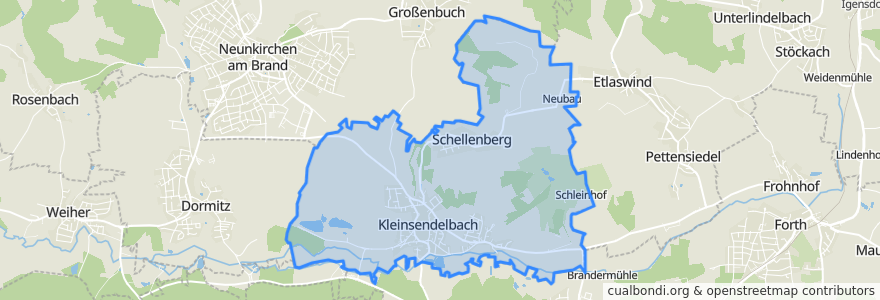 Mapa de ubicacion de Kleinsendelbach.