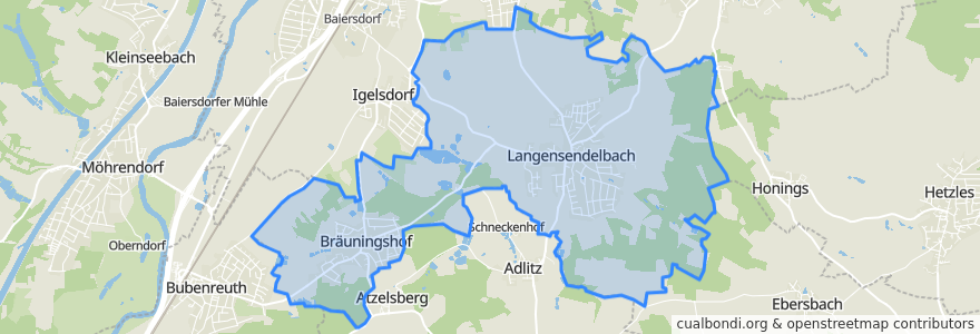 Mapa de ubicacion de Langensendelbach.