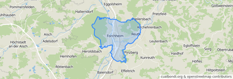 Mapa de ubicacion de Forchheim.