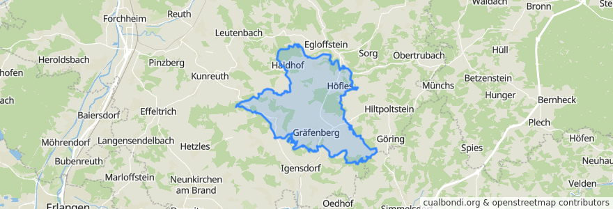 Mapa de ubicacion de Gräfenberg.