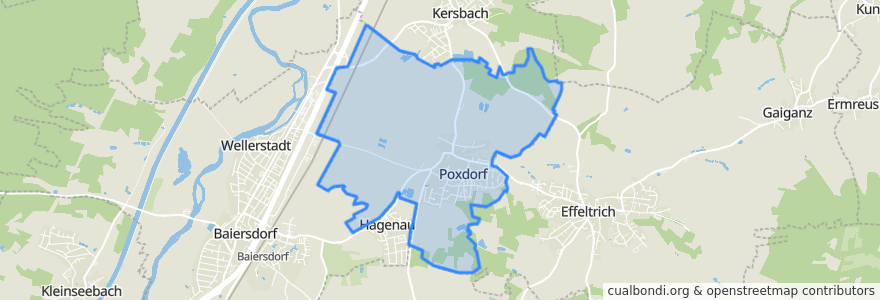 Mapa de ubicacion de Poxdorf.