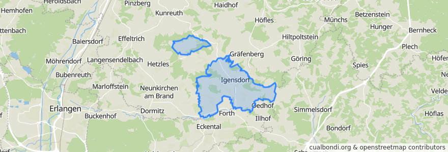 Mapa de ubicacion de Igensdorf.