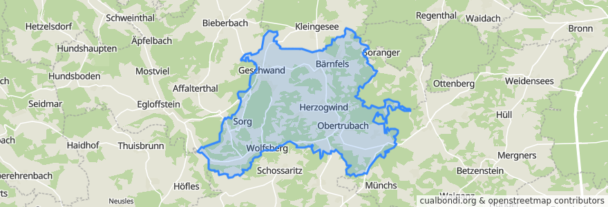 Mapa de ubicacion de Obertrubach.