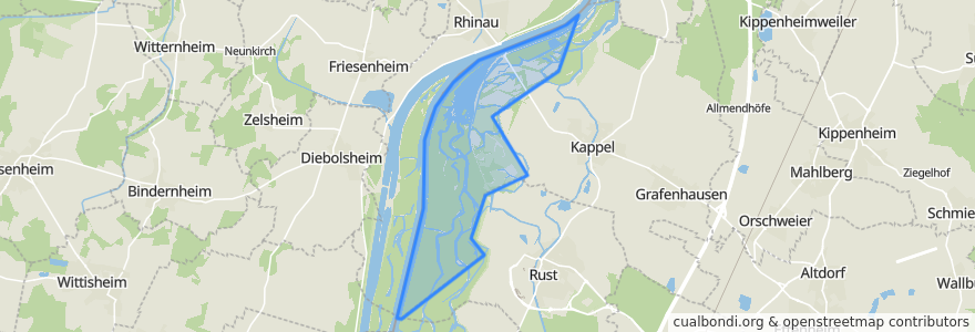 Mapa de ubicacion de Rheinau/Rhinau.