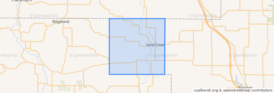Mapa de ubicacion de Town of Sand Creek.