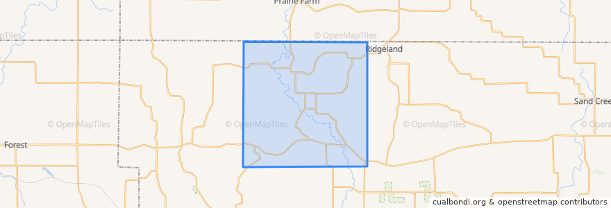 Mapa de ubicacion de Town of Sheridan.