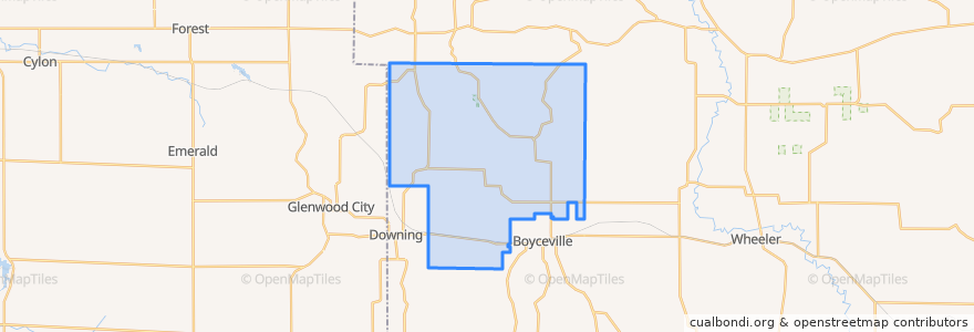 Mapa de ubicacion de Town of Tiffany.