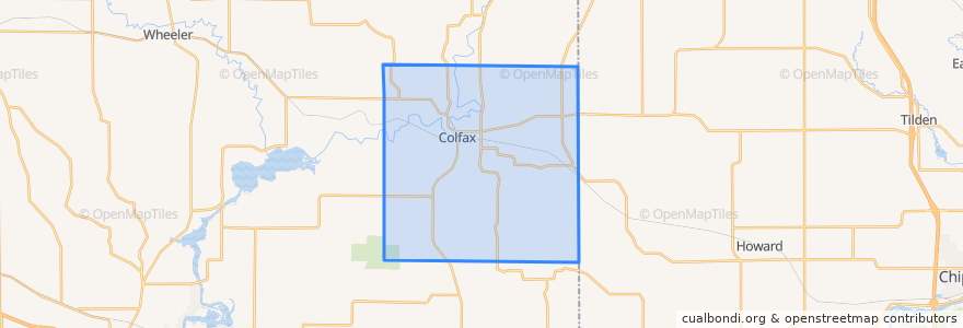 Mapa de ubicacion de Town of Colfax.