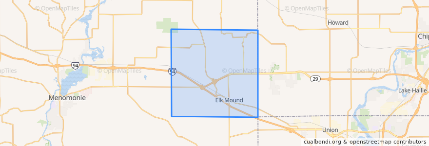 Mapa de ubicacion de Town of Elk Mound.