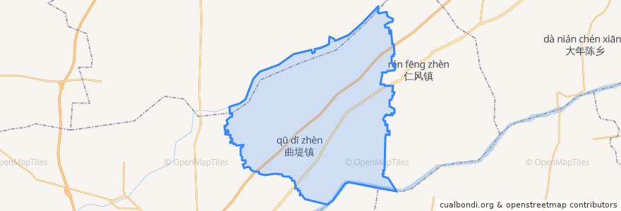 Mapa de ubicacion de 曲堤街道.