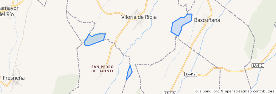 Mapa de ubicacion de Comunidad de Bascuñana y Viloria de Rioja.