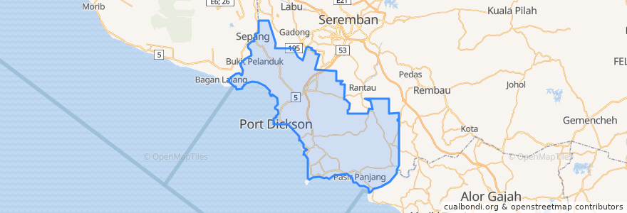 Mapa de ubicacion de Port Dickson.