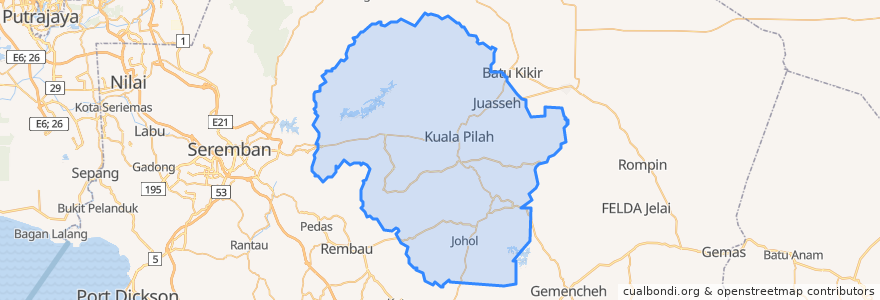 Mapa de ubicacion de Kuala Pilah.