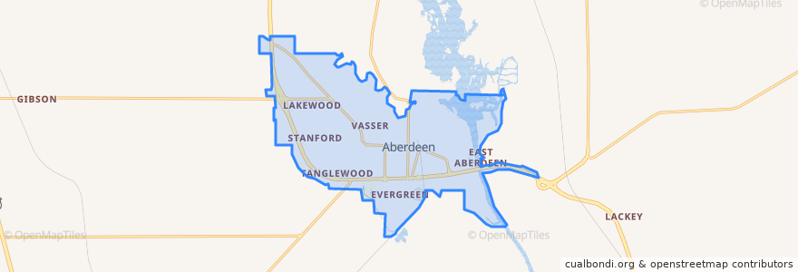 Mapa de ubicacion de Aberdeen.