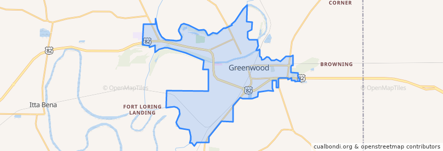 Mapa de ubicacion de Greenwood.