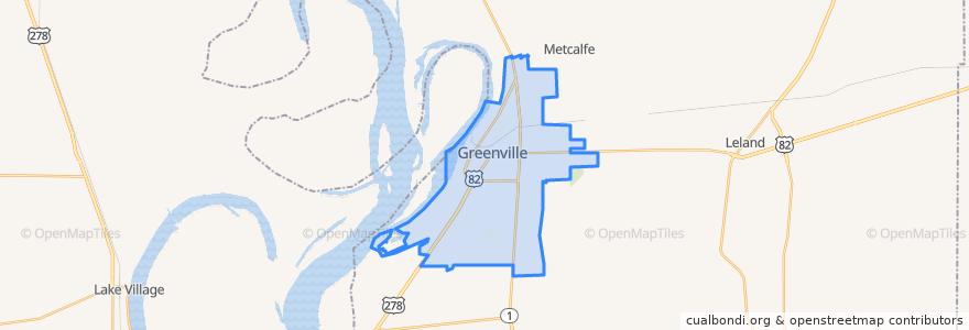 Mapa de ubicacion de Greenville.