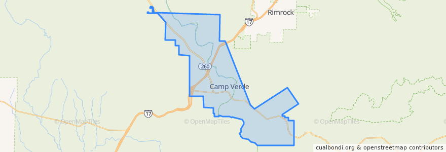 Mapa de ubicacion de Camp Verde.