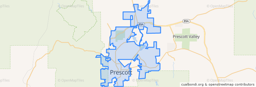 Mapa de ubicacion de Prescott.