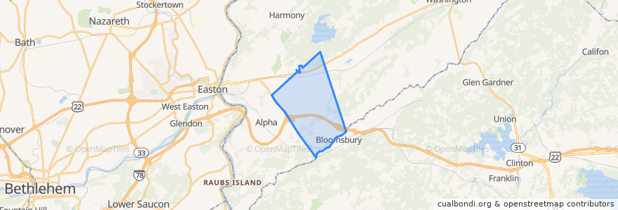 Mapa de ubicacion de Greenwich Township.