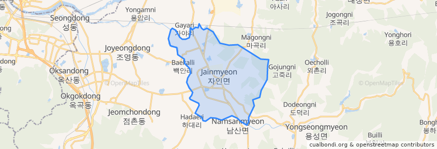 Mapa de ubicacion de 자인면.