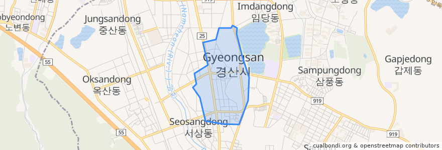 Mapa de ubicacion de 중앙동.