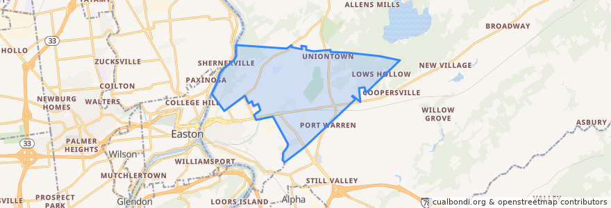 Mapa de ubicacion de Lopatcong Township.