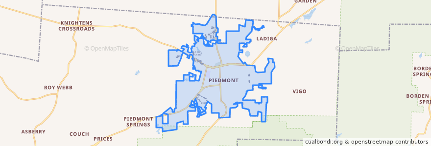 Mapa de ubicacion de Piedmont.