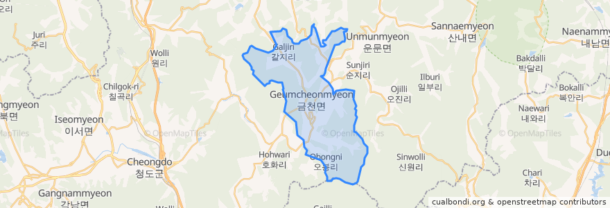 Mapa de ubicacion de 금천면.