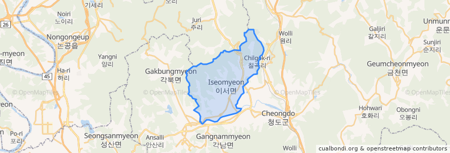 Mapa de ubicacion de 이서면.