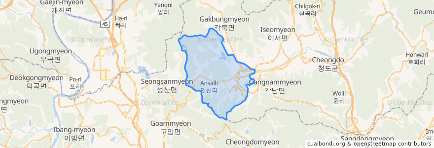 Mapa de ubicacion de 풍각면.