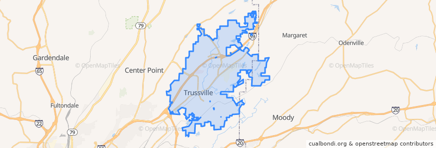 Mapa de ubicacion de Trussville.