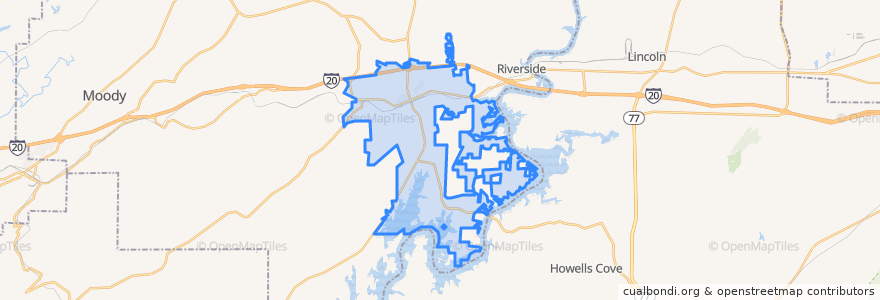 Mapa de ubicacion de Pell City.