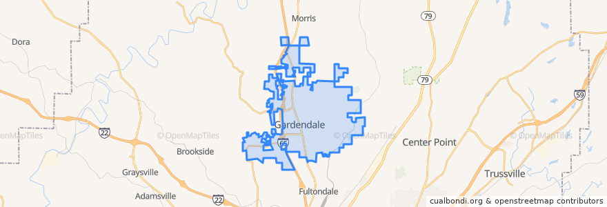 Mapa de ubicacion de Gardendale.