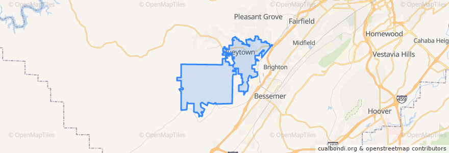 Mapa de ubicacion de Hueytown.