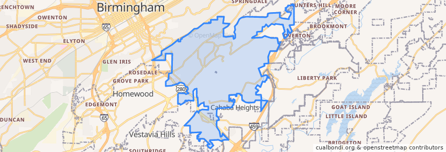 Mapa de ubicacion de Mountain Brook.