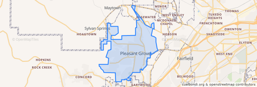 Mapa de ubicacion de Pleasant Grove.