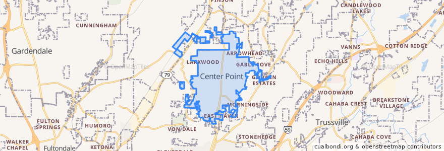 Mapa de ubicacion de Center Point.